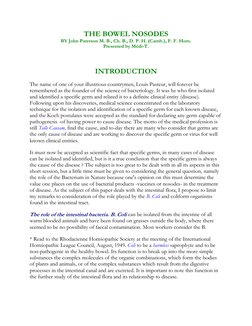 THE BOWEL NOSODES
BY John Paterson M. B., Ch. B., D. P. H. (Camb.), F. F. Hom.
Presented by Médi-T.
INTRODUCTION
The n