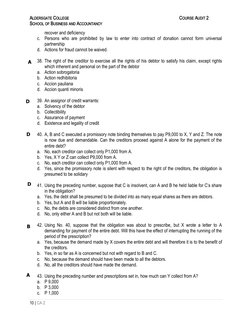 ALDERSGATE COLLEGE
COURSE AUDIT 2
SCHOOL OF BUSINESS AND ACCOUNTANCY
re