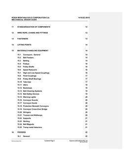 ROSIA MONTANA GOLD CORPORATION S.A
1418-DC-0019
MECHANICAL DESIGN GUIDE
Mechanical Design Guide
Contents Page 2
Ausen