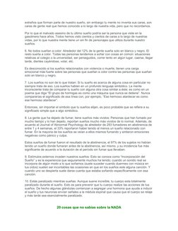 extraños que forman parte de nuestro sueño, sin embargo tu mente no inventa sus caras, son
caras de gente real que hemos con