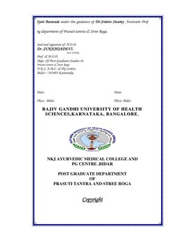 Jyoti Baswade under the guidance of Dr.Sridevi Swamy. Assistant Prof
pg department of Prasuti tantra & Stree Roga.