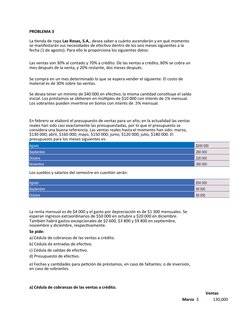 PROBLEMA 3
Agosto
$240 000
Septiembre
260 000
Octubre
220 000
Noviembre
380 000
Los sueldos y salarios del semestre