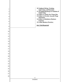 - 2 -
Complaint
1
2
3
4
5
6
7
8
9
10
11
12
13
14
15
16
17
18
19
20
21
22
23
24
25
26
27
28