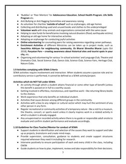 5
● ‘Buddies’ or ‘Peer Mentors’ for Adolescence Education, School Health Program, Life Skills
Program etc.
● Anti Bully