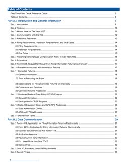 4
Table of Contents
First Time Filers Quick Reference Guide ..............................................................