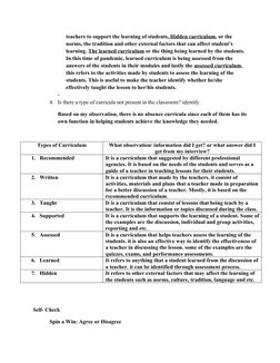 teachers to support the learning of students. Hidden curriculum, or the
norms, the tradition and other external factors that