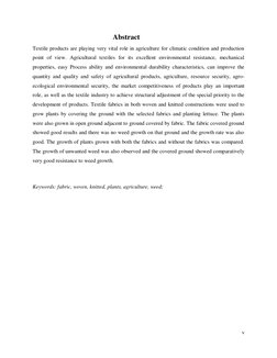 v
Abstract
Textile products are playing very vital role in agr