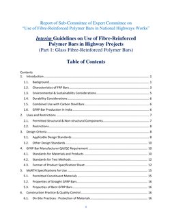 II
Report of Sub-Committee of Expert Committee on
“Use of Fibre-Reinforced Polymer Bars in National Highways Works”
I