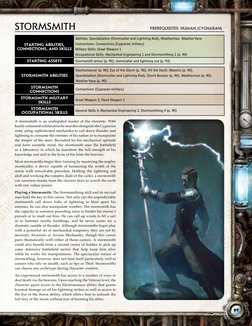 89
A stormsmith is an undisputed master of the elements. With
barely contained exhilaration he marches alongside the Cygnara