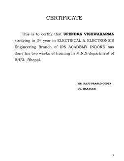 4
CERTIFICATE
This is to certify that UPENDRA VISHWAKARMA
studying in 3rd year in ELECTRICAL & ELECTRONICS
Engineer