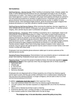 The employer may, in its sole discretion, amend this policy at any time.
Deli Guidelines:
Deli/Food Service – Se