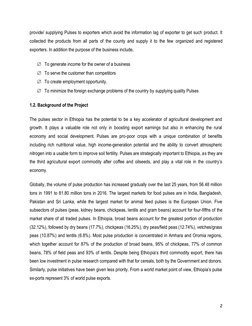 2
provide/ supplying Pulses to exporters which avoid the information lag of exporter to get such product. It
collected th