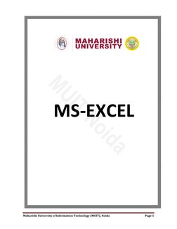 Maharishi University of Information Technology (MUIT), Noida
Page 1
MS-EXCEL
MUIT Noida