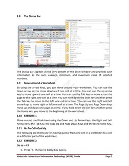 Maharishi University of Information Technology (MUIT), Noida
Page 5
1.8
The Status Bar
The Status bar appears at the very bot