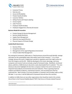 4 | P a g e
• Customer Privacy
• Data Security
• Access & Affordability
• Product Quality & Safety
• Customer We