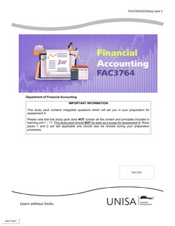 FAC3764/2023/Study pack 3
Department of Financial Accounting
IMPORTANT INFORMATION
This study pack contains in