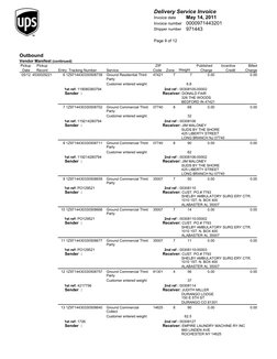 Delivery Service Invoice
Invoice date
Invoice number
Shipper number
May 14, 2011
0000971443201
971443
Page 9 of 12
Outbound
V
