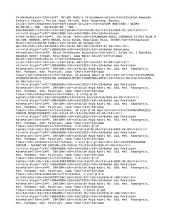 Telekomunikasi</td><td>PT. Bright Mobile Telecommunication</td><td>Jalan Kawasan
Industri (Bayur), Periuk Jaya, Periuk, Kota