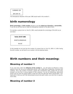 The theosophical reduction of the year 1986 would result in the number 6.
birth numerology
Birth numerology or birth number w