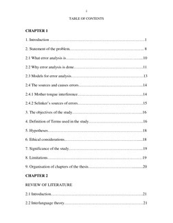 i
TABLE OF CONTENTS
CHAPTER 1
1. Introduction ………………………………………………………………1
2. Statement of the problem.………………