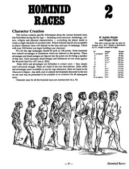 Character Creation
This section contains specific information about the various hominid races
that flourished during the Ic