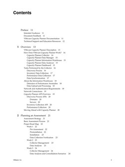 VMware, Inc.
3
Contents
Preface
11
Intended Audience
11
Document Feedback
11
VMware Capacity Planner Documentation
11
Tech