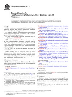 Designation: B917/B917M −12
Standard Practice for
Heat Treatment of Aluminum-Alloy Castings from All
Processes1
This standard