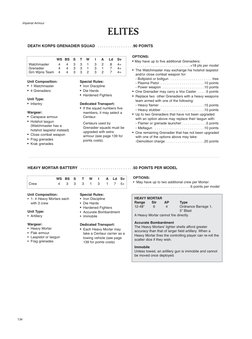Imperial Armour
134
ELITES
Unit Composition:
• 1- 4 Heavy Mortars each
with 3 crew
Unit Type:
• Artillery
Wargear:
• Heavy Mo