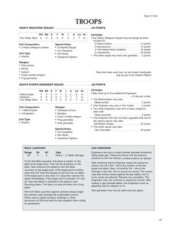 Siege of Vraks
137
TROOPS
Unit Composition:
• 3 Heavy Weapons Teams
Unit Type:
• Infantry
Wargear:
• Flak armour
• Mortar
• L