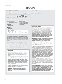 Imperial Armour
138
TROOPS
HADES BREACHING DRILL . . . . . . . . . . . . . . . . . . . . . . . . .50 POINTS
Unit Composition