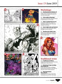 Issue 174 June 2019
7
June 2019
Workshops
64 Drawing dynamic Batman art
Tony S Daniel chooses to show Batman
in all-out ac