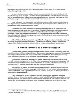 2
Police State, U.S.A.
such fighting can be, one doesn't have to be a pessimist to suggest a similar war in the US might sl