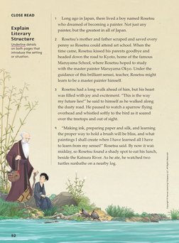 Long ago in Japan, there lived a boy named Rosetsu
who dreamed of becoming a painter. Not just any
painter, but the greates