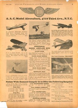 June, 1930
J u n i o r M e c h a n i c s a n d M o d e l A i r p l
a n e N e w s
3
A. A. C. Model Aircralters, 4719 Thir