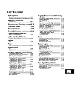 Body Electrical
Body Electrical
Special Tools ............................................
22-2
......
General Troublesh