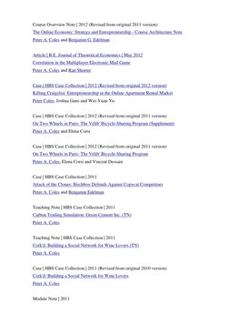 Course Overview Note | 2012 (Revised from original 2011 version)
The Online Economy: Strategy and Entrepreneurship - Course