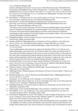 Cicero. Dordrecht: Springer 2009.
Contents; Introduction by David S. Levene: Topoi in Their Rhetorical Context XVII-XXII; Par