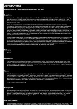 ABADDONITES
By Arthur-Trevor D.M. Lasher (atlasher@ix.netcom.com) (4, July 1995)
Description
Until relatively recent times (i