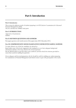 iv
Introduction
Part I: Introduction
Part I: Introduction
This revision kit addresses needs of students