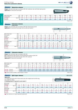 Drilling clamps
Reduction-extension sleeves
510
Edition 5
Clamping tools
Continued next page
Continued next page
Continued ne