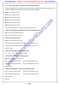 Mentor for Bank Exams (http://www.mentorforbankexams.com/)
Reasoning – Input / Output Guide (35 Practice Sets)
Like my Face