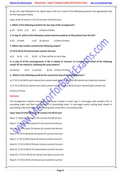 Mentor for Bank Exams (http://www.mentorforbankexams.com/)
Reasoning – Input / Output Guide (35 Practice Sets)
Like my Face