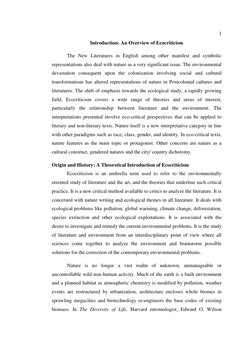 1
Introduction: An Overview of Ecocriticism
The New Literatures in English among other manifest and symbolic
represent