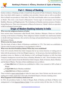 Banking & Finance-1: History, Structure & Types of Banking
NHRRC
Part-I : History of Banking
Earliest evidence of Banking in