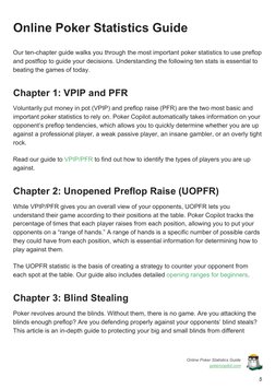 Online Poker Statistics Guide
Our ten-chapter guide walks you through the most important poker statistics to use preflop
an