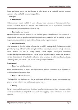 Online Laptop Shopping Website
Department of Computer Engineering
Page 3
bricks and mortar stores,