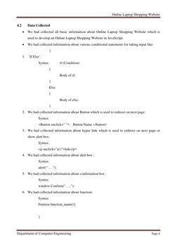 Online Laptop Shopping Website
Department of Computer Engineering
Page 4
4.2
Data Collected
• We