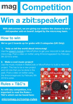 Win a zbit:speaker!
Competition
With zbit:connect, we are giving our readers the chance to win a
zbit:speaker add-on board!