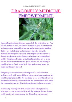 ANIMAL EMPOWERMENTS 2006
DRAGONFLY MEDICINE
EMPOWERMENT
Dragonfly