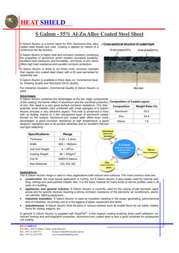 S Galum - 55% Al-Zn Alloy Coated Steel Sheet
HEAT SHIELD
P.O. Box: 49374, Dubai, Unites Arab Emirates
Tel: +971-4-33373